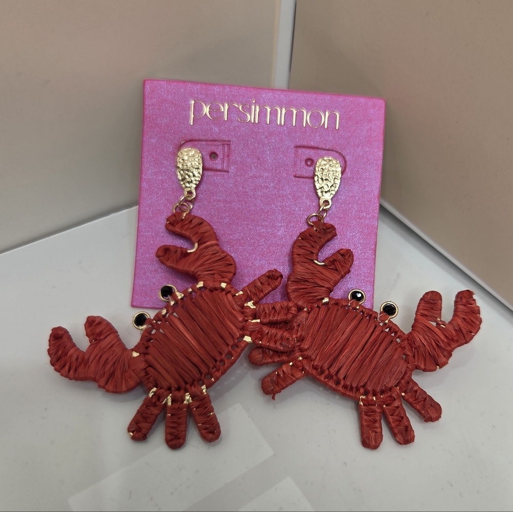 🦀▪️Persimmon ▪️Red Crab Woven Earrings